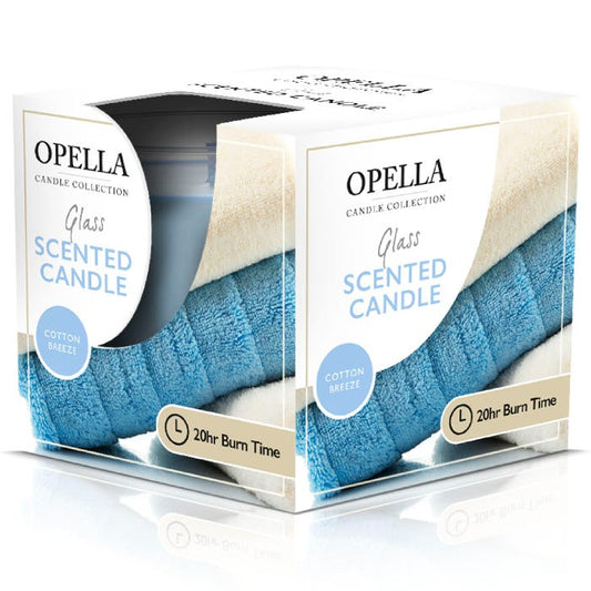 Opella Scented Candle In Glass Jar Cotton Breeze Fragrance 5 x 6.5 cm CDJARC (Parcel Rate)