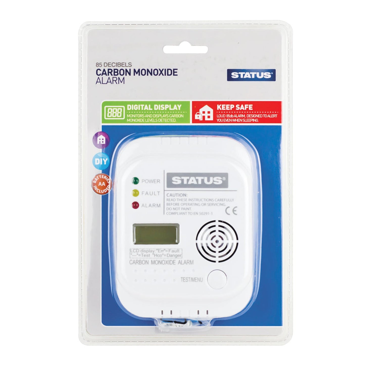 Status Carbon Monoxide Alarm 107 x 77 x 36 mm SDCMA3XAA1PB4 (Parcel Rate)