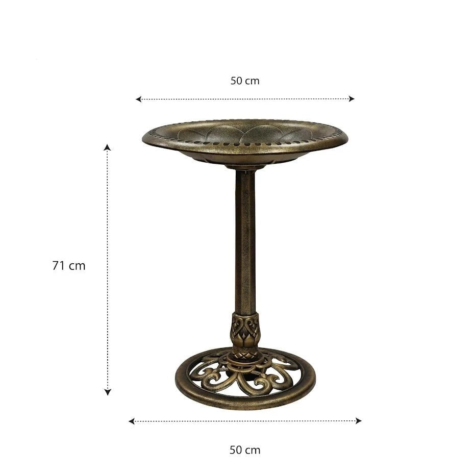 Bird Bath Antique Brass Effect Garden Decoration 2407 (Parcel Rate)