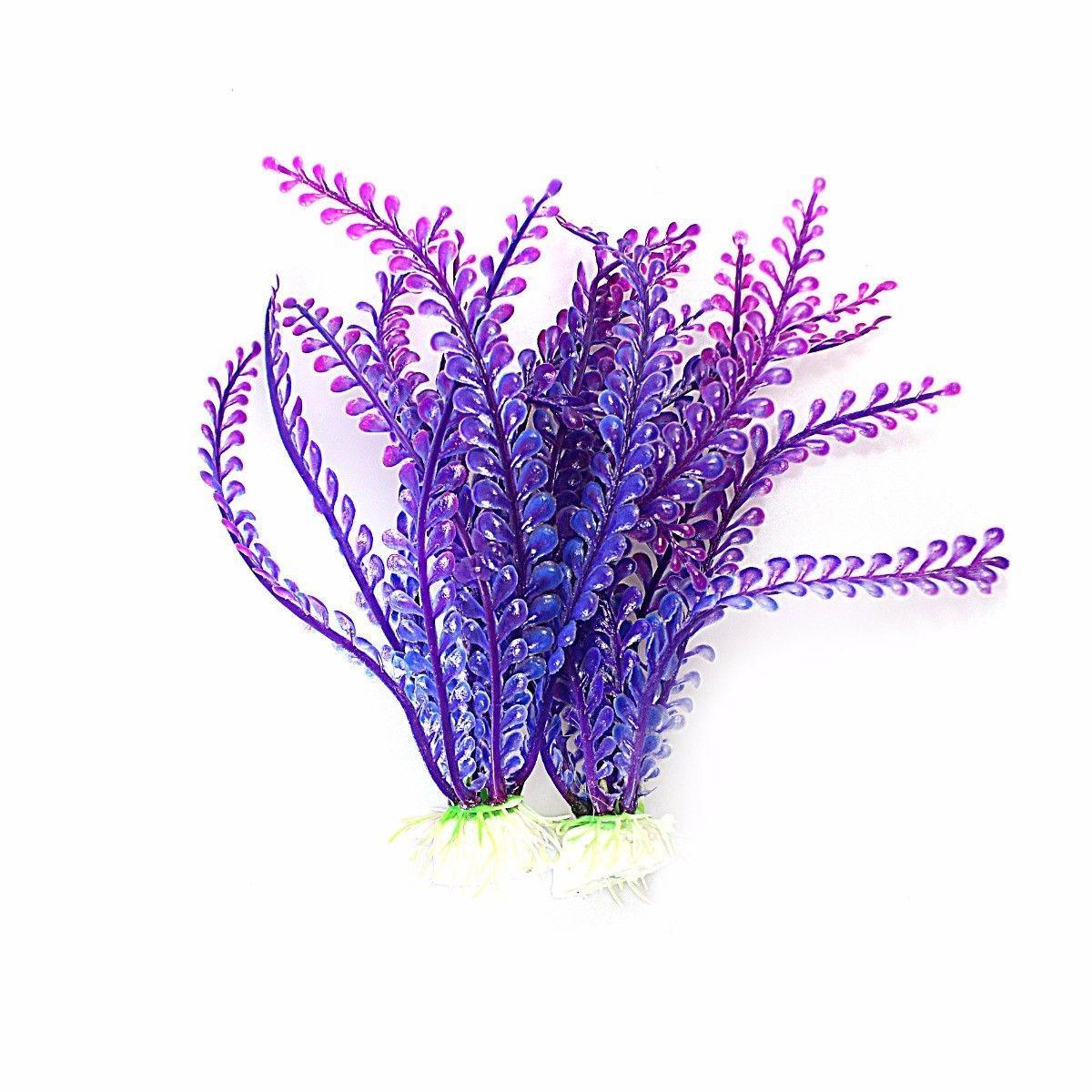 Artificial Plastic Aquarium Fish Tank Fern Algae Plant Decoration 18-20cm Pack of 2 Assorted Colours 0823 (Large Letter Rate)