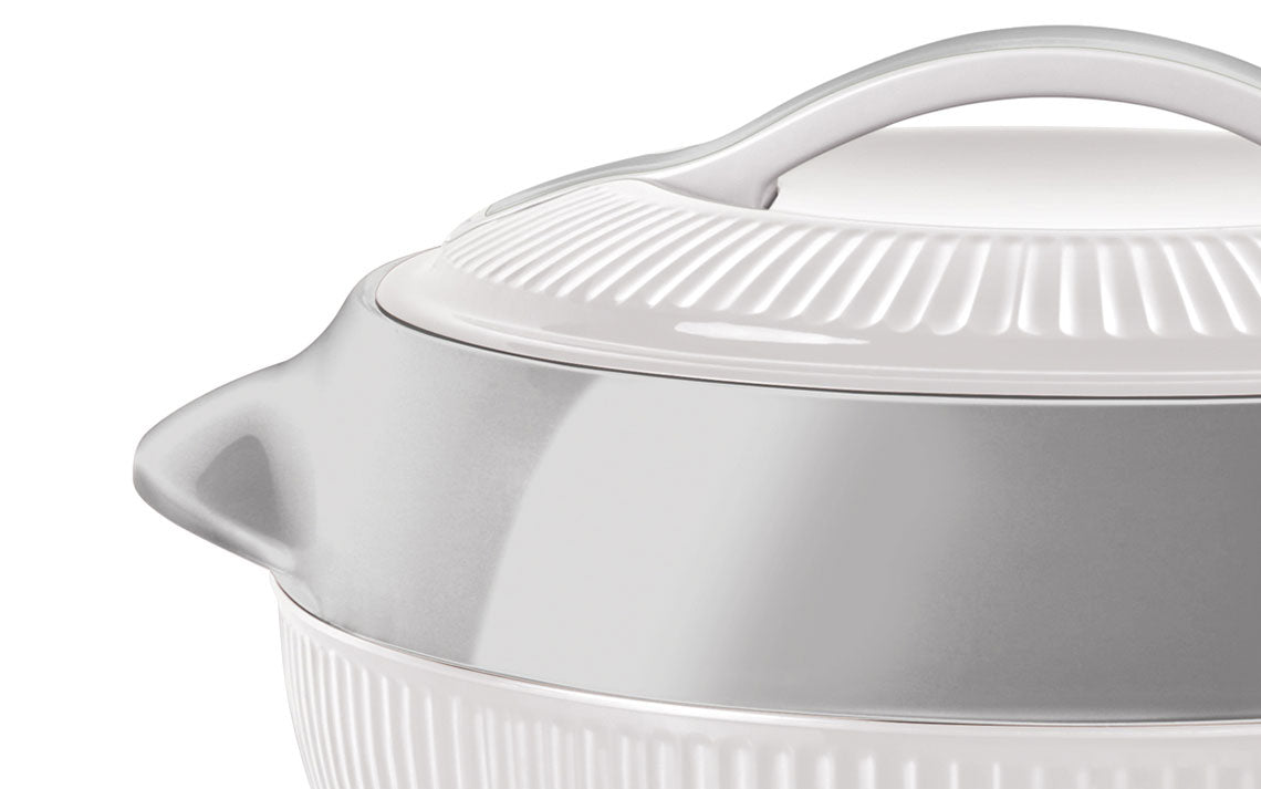 SQ Professional Fiesta Insulated Casserole Hot Pot Set of 3 White-Silver 8935 (Big Parcel Rate)