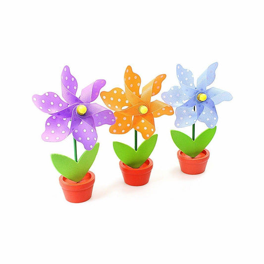 3 Colorful Plastic Windmill Pinwheel Pot Spinner Outdoor Garden Party Decor (Parcel Rate)