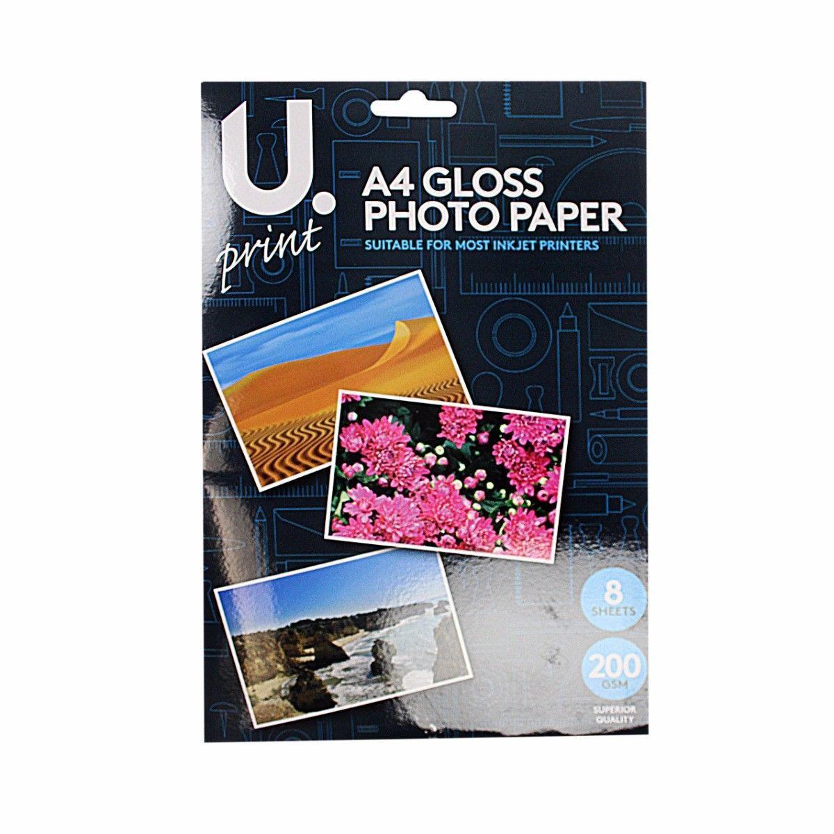 A4 Gloss Photo Paper Includes 8 Sheets 200GSM Superior Quality P2379 (Large Letter Rate)