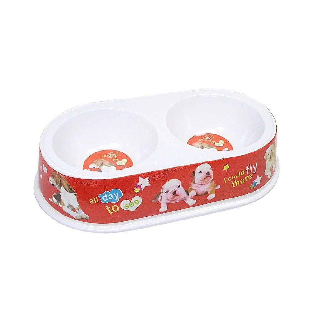 Plastic Dog Cat Feeding Bowl Assorted Colour With Printed Design Pets 21cm x 8cm   0070 (Parcel Rate)