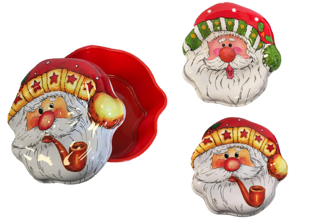 Plastic Christmas Santa Claus Cookie Box / Jelly Mould 18.5 x 17 x 6 cm Assorted Designs 3951 (Parcel Rate)