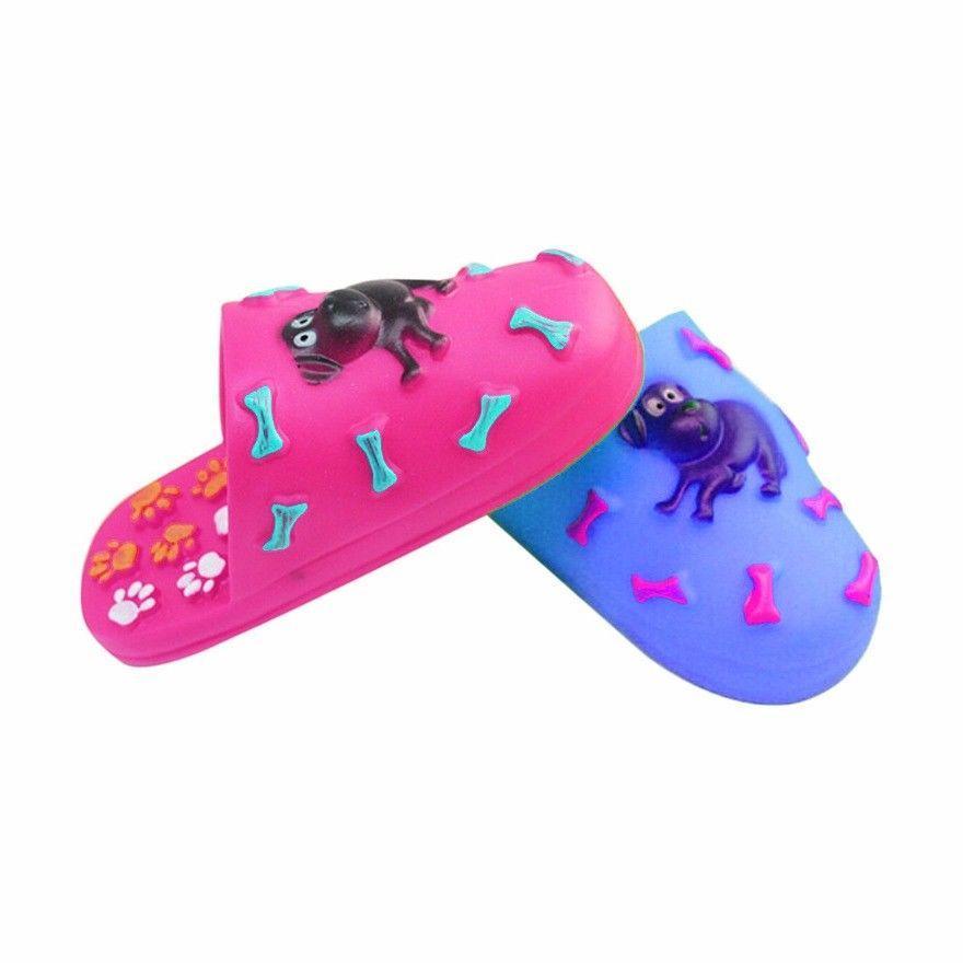 Pet Dog Toy Squeaky Rubber Slipper Assorted Colours 4265 (Parcel Rate)