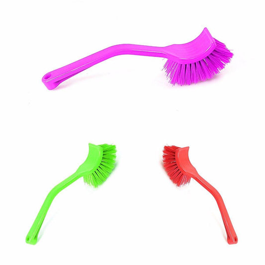 Plastic Dish Scrubbing Brush 19 cm Assorted Colours 4028 (Parcel Rate)