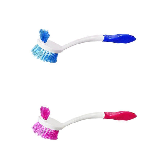 Plastic Double Sided Cleaning Washing Up Scrubbing Dish Brush 28 cm Assorted Colours 4025 (Parcel Rate)