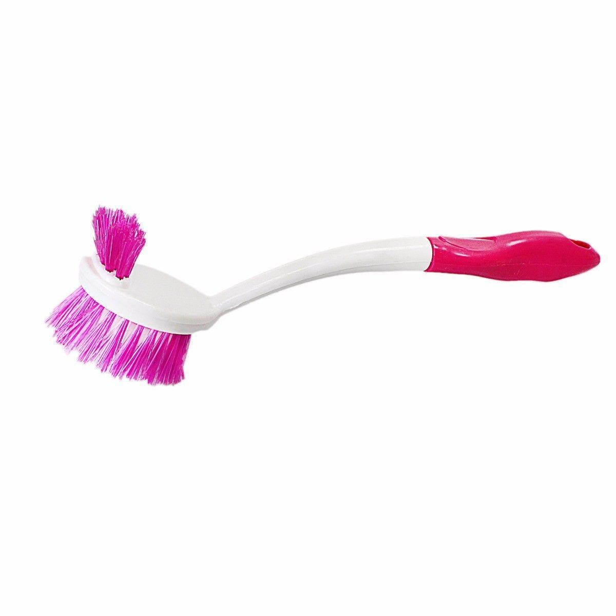 Plastic Double Sided Cleaning Washing Up Scrubbing Dish Brush 28 cm Assorted Colours 4025 (Parcel Rate)