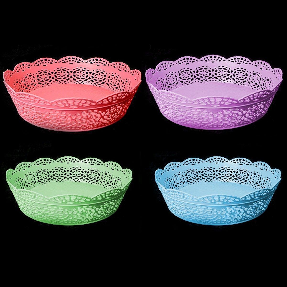 Plastic Vegetable Fruit Serving Basket 18.5 x 5 cm Assorted Colours 2534 (Parcel Rate)