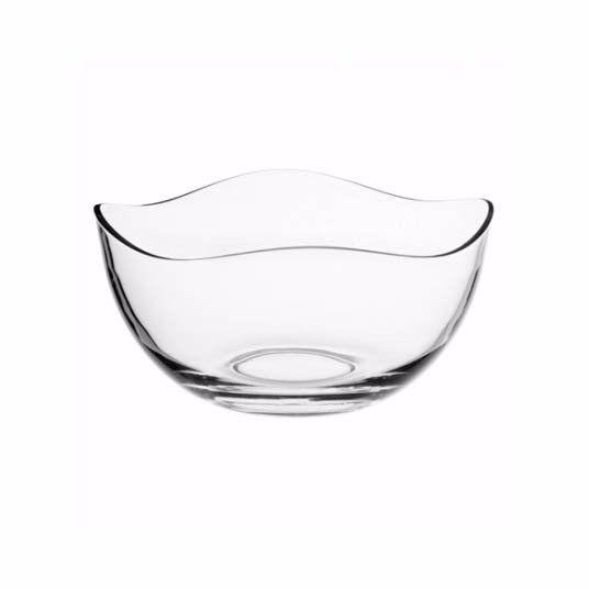 Transparent 26cm Elegantly Curved Fruit / Salad Bowl In Gloss Premium Glass Home 3344 (Parcel Rate)