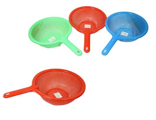 Plastic Kitchen Strainer Sieve with Handle 23 cm Assorted Colours 4831 / 4830 (Parcel Rate)p