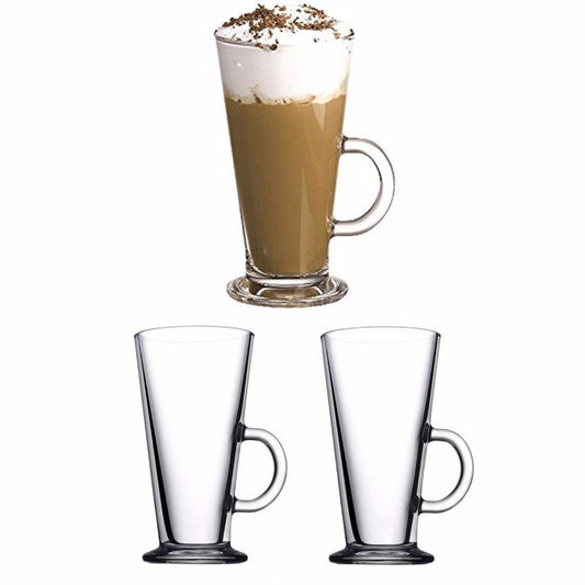 COLOMBIAN 2 Piece Set Latte Glass With Handle 263ml 55861 (Parcel Rate)