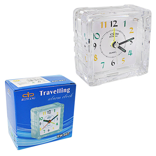 Small Mini Travel Office Square Quartz Bedside Desk Travelling Alarm Clock 3075 (Parcel Rate)