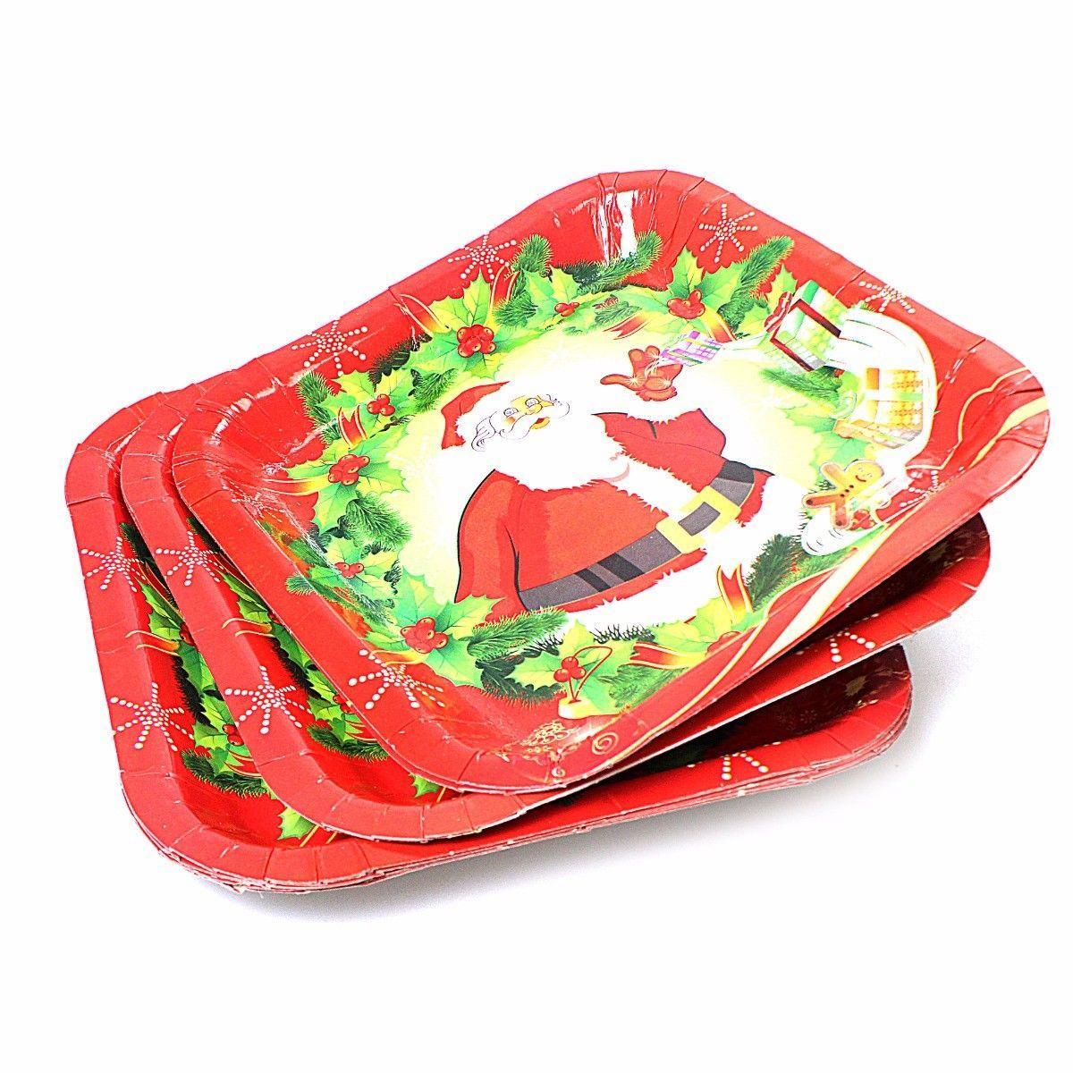 Pack of Christmas Party Paper Plates Medium 23 cm Assorted Designs 1672 (Large Letter)