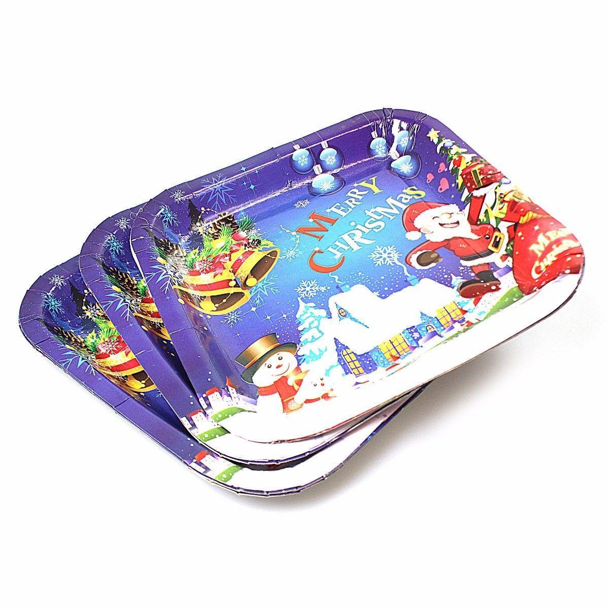 Pack of Christmas Party Paper Plates Medium 23 cm Assorted Designs 1672 (Large Letter)