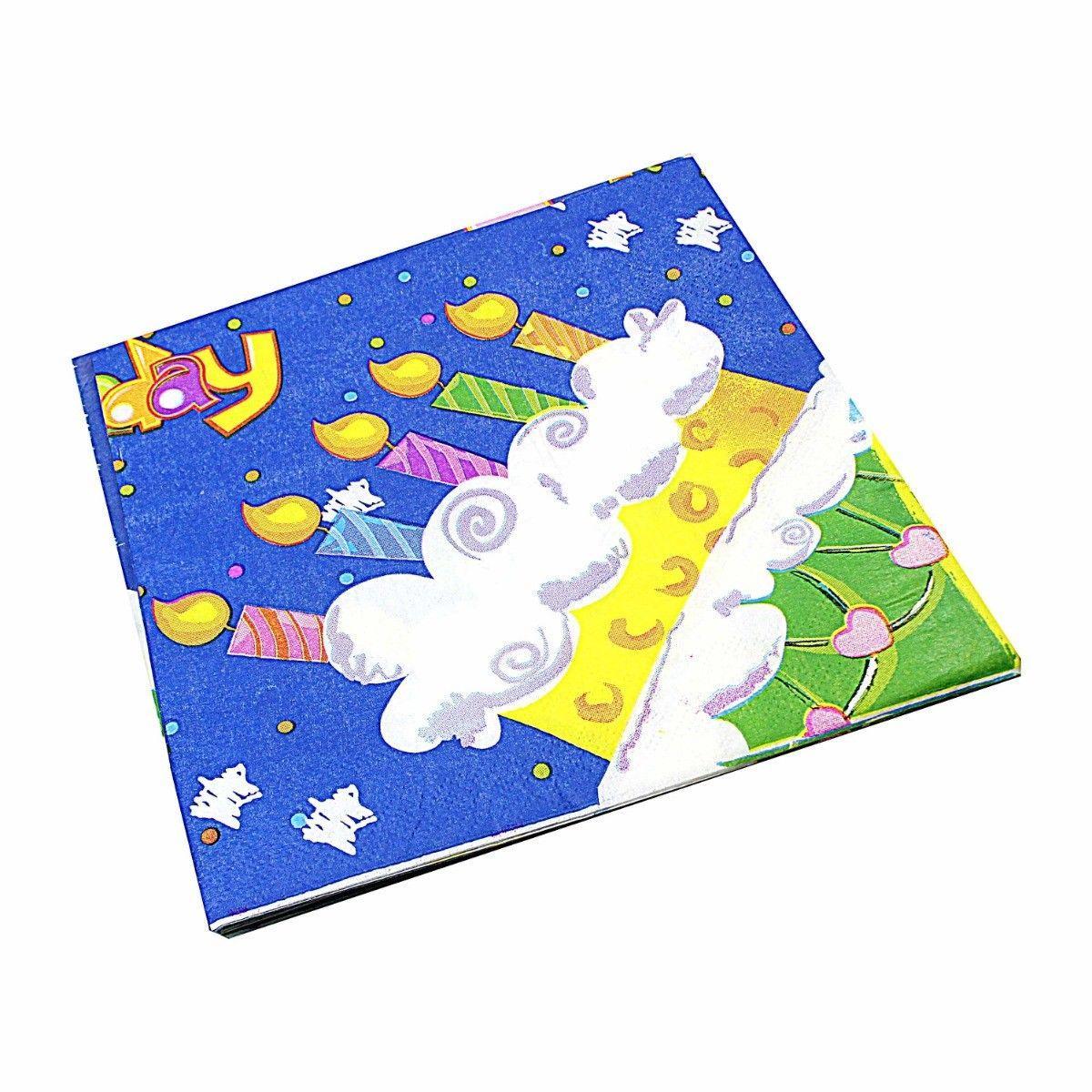 Pack of Paper Birthday Napkins Tissues Assorted Designs 1675 (Parcel Rate)