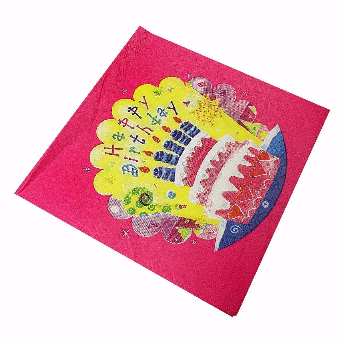 Pack of Paper Birthday Napkins Tissues Assorted Designs 1675 (Parcel Rate)