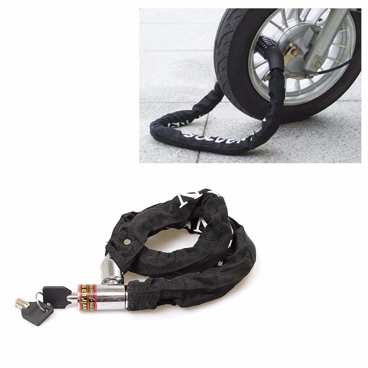 Classic Black Bicycle Chain Lock With Keys Outdoors 0685 (Parcel Rate)