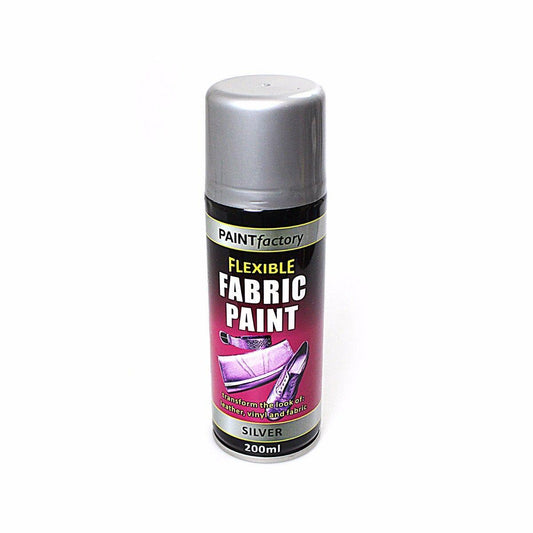 Paint Factory Flexible Fabric Spray Paint Silver Suitable For Leather Vinyl And Most Fabrics 200ml 1068 (Parcel Rate)