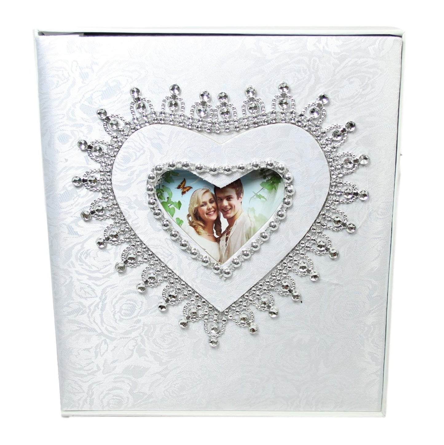 Traditional Royal White Wedding Photo Album With Box 25 Pages 4 x 6'' 5529 (Parcel Rate)