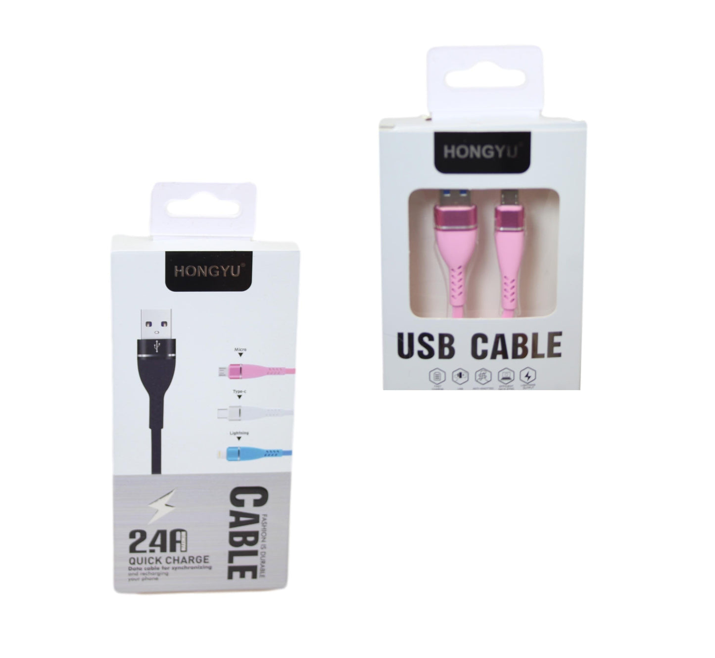 Hongyu  Phone Charger Cable Micro USB Assorted Colours 5613 (Parcel Rate)