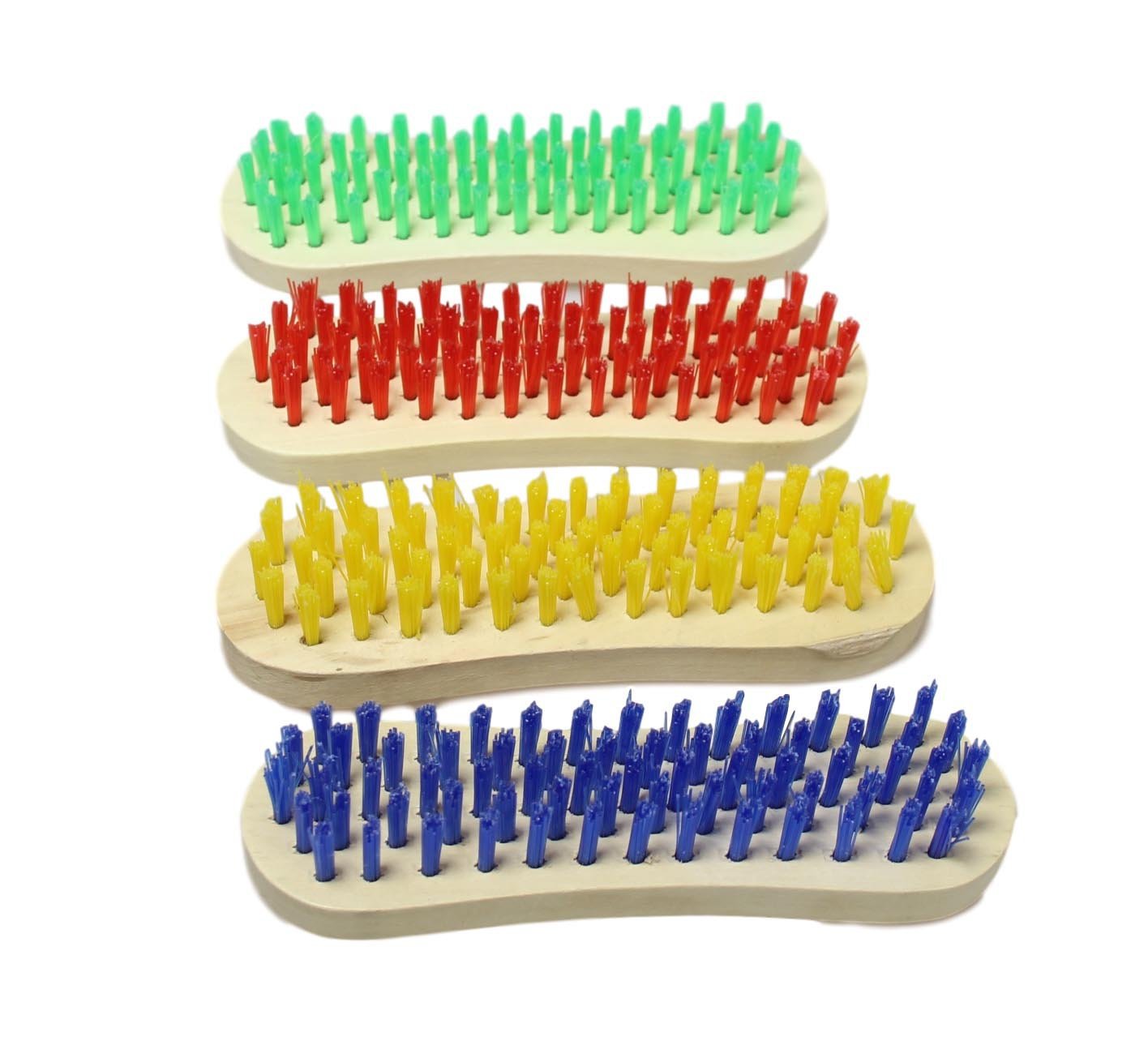 Wooden Cleaning Scrubbing Brush with Hard Bristles 16 cm Assorted Colours 5670 (Parcel Rate)