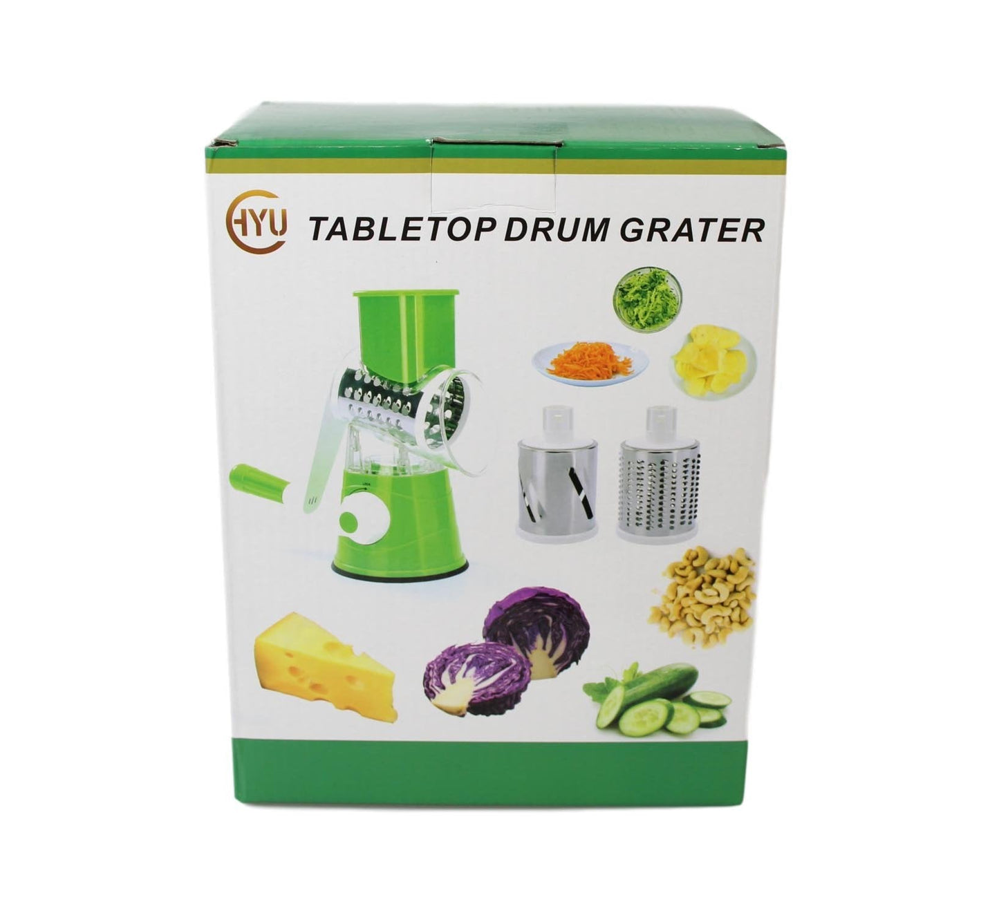 Plastic Table Top Drum Grater with 3 Detachable Stainless Steel Blades Assorted Colours 5673 (Parcel Rate)