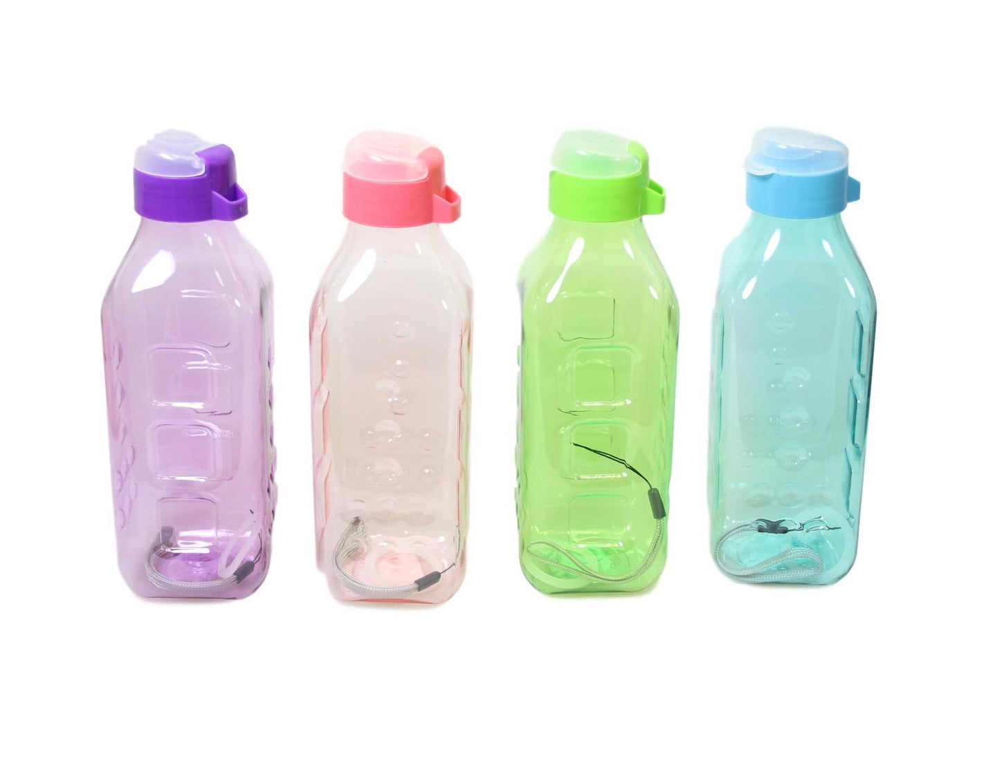 Plastic Water Drinking Bottle Square 21 cm Assorted Colours 5697 (Parcel Rate)