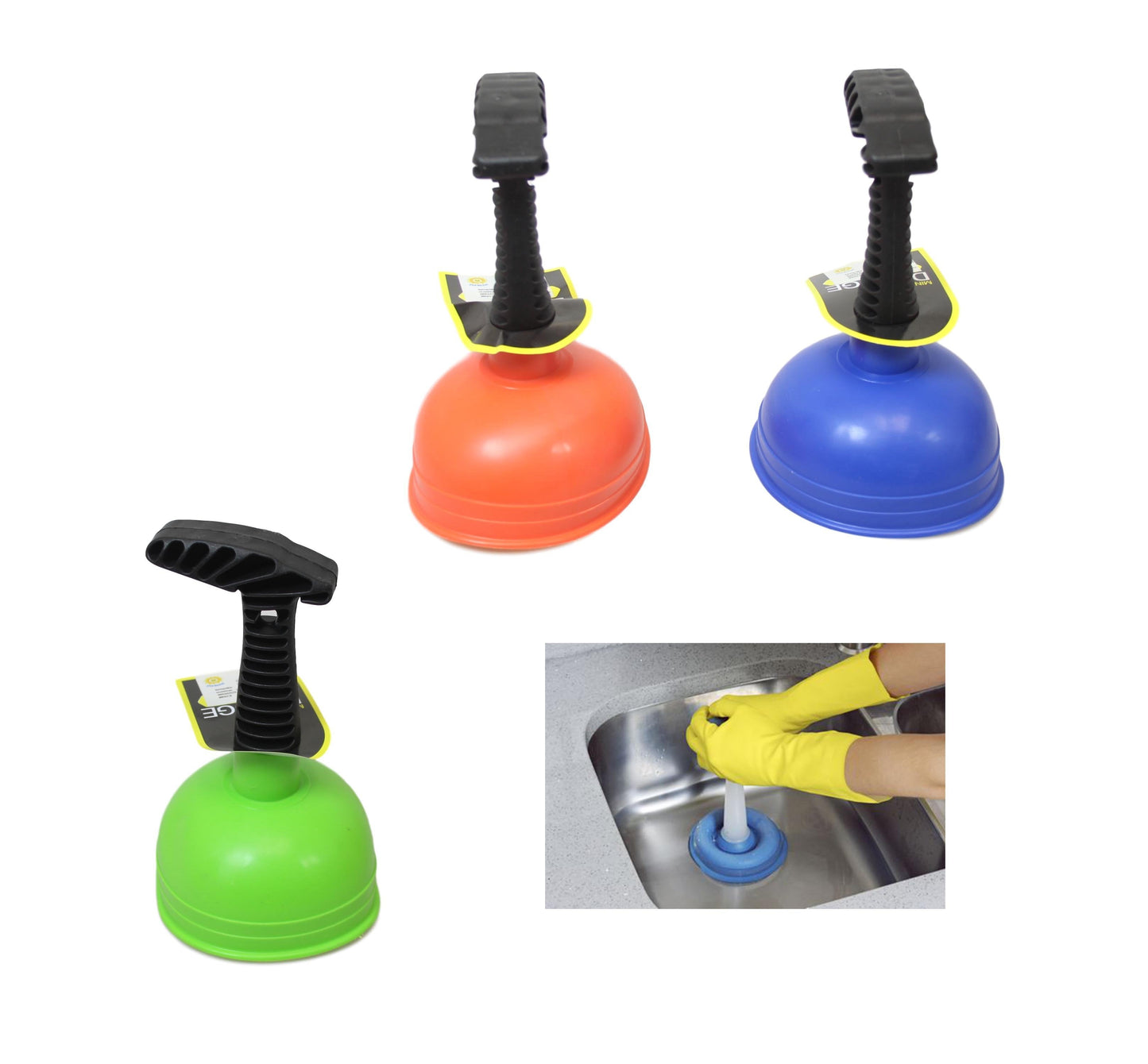 Mini Bathroom Sink Toilet Plunger 12 cm Assorted Colours 5699 (Parcel Rate)