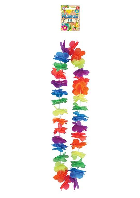 Hula Lei Hawaiian Themed Party Costume Accessory 100cm Long Petals 6cm Multicoloured Neon U17087 (Large Letter Rate)