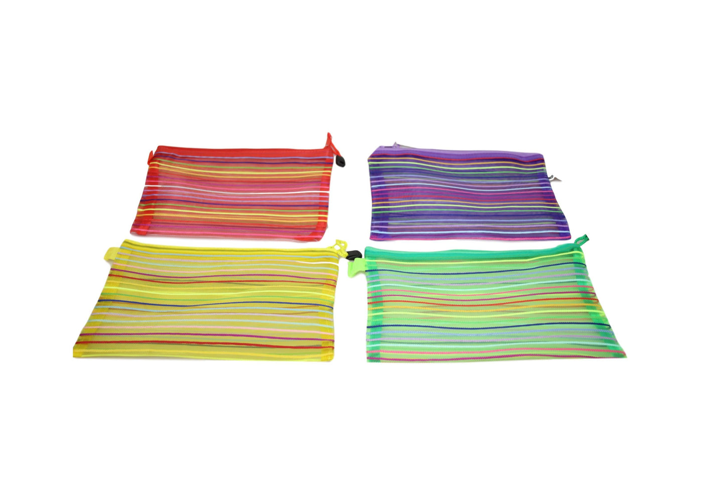 Striped Pencil Toiletry Bag with Zipper 22 x 18 cm Assorted Colours 5724 (Large Letter Rate)