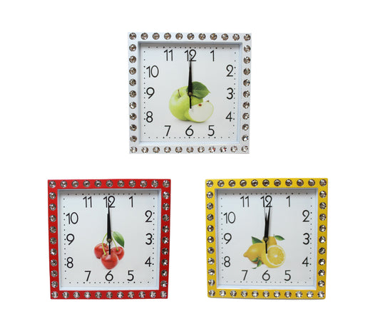 Crystal Style Border Clock Ideal For Home Kitchen Square Shaped Clock 27cm x 27cm 5771 (Parcel Rate)