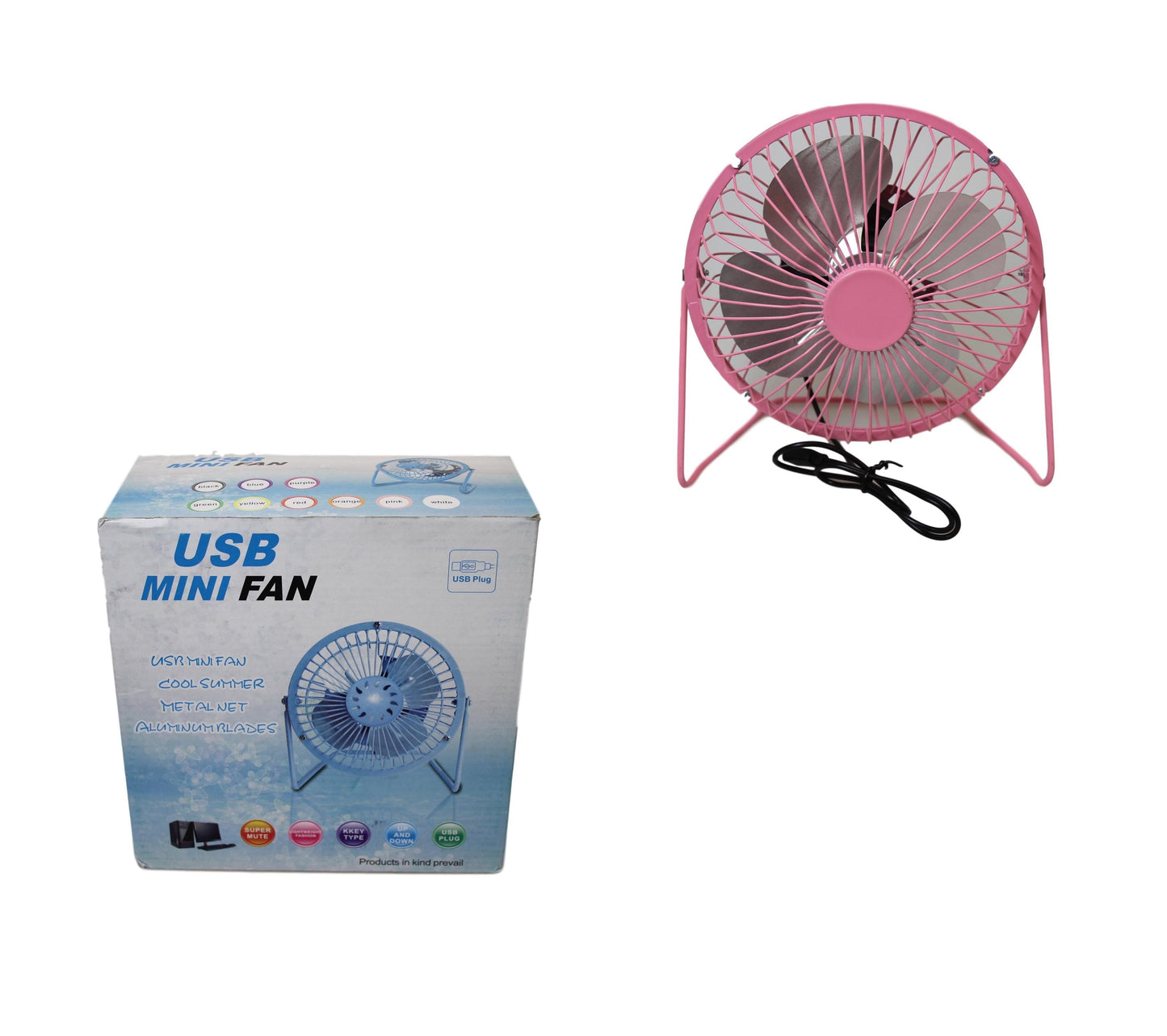 Metal USB Mini Desk Fan 17 x 19 cm Assorted Colours 5804 (Parcel Rate)