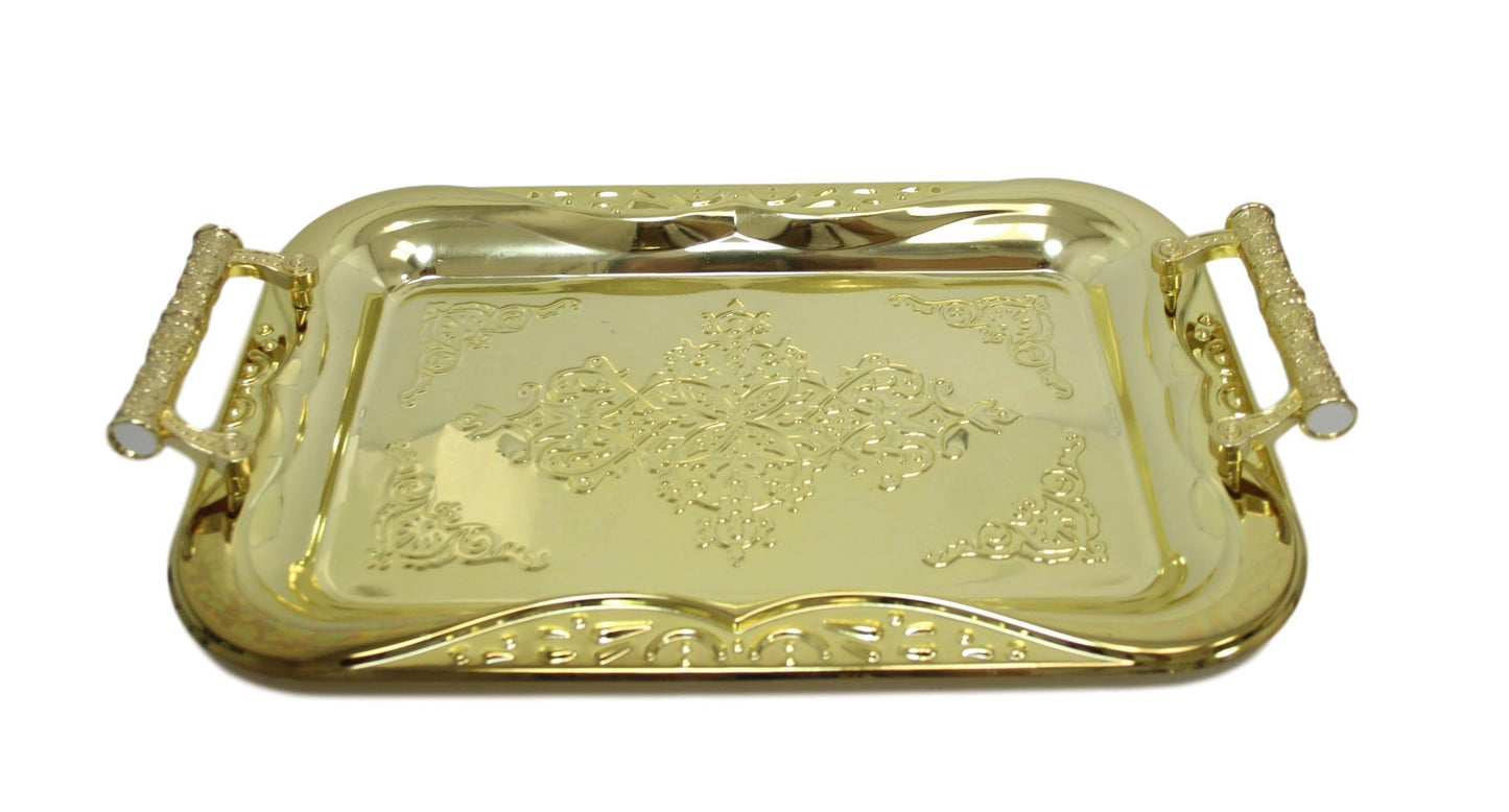 Metallic Chrome Steel Vintage Serving Tray 35 x 25cm Assorted Colours 5850 (Parcel Rate)