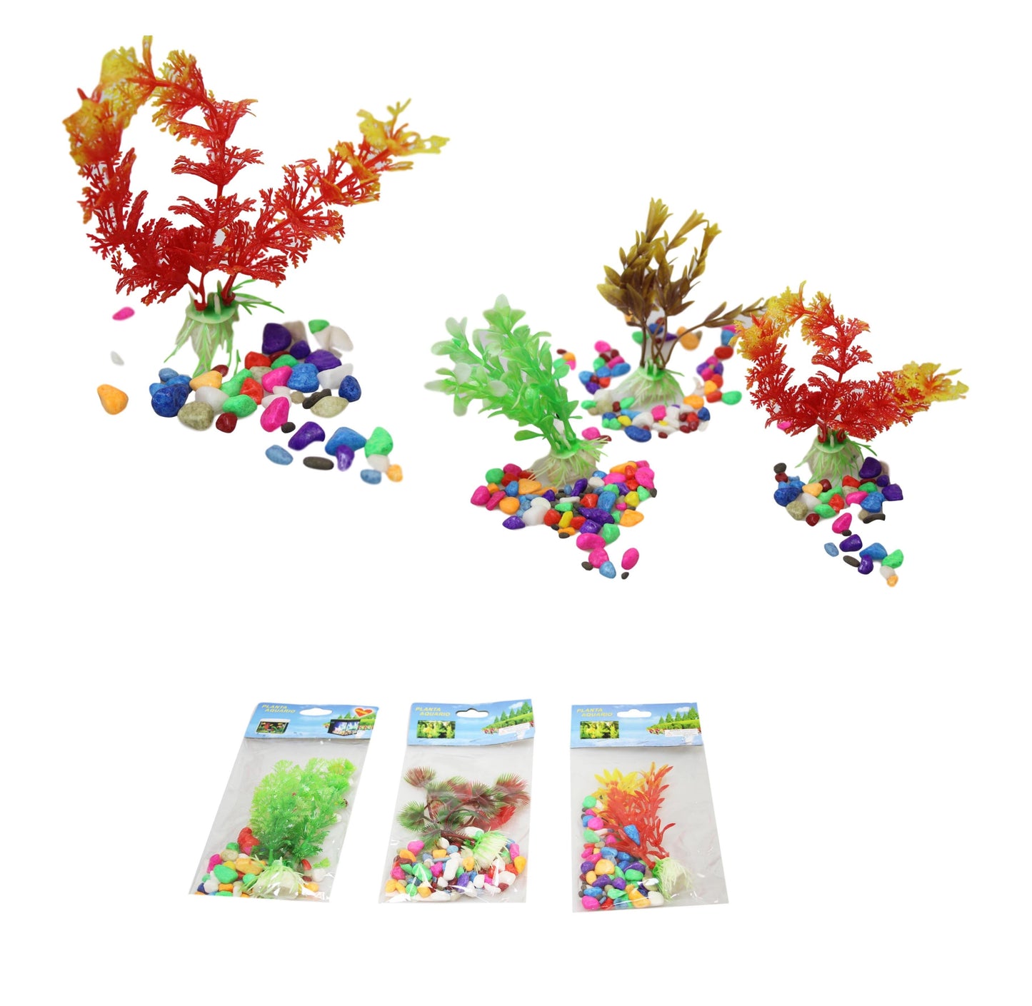 Artificial Fish Tank Aquarium Plants and Stones Assorted Designs 5896 A (Large Letter Rate)