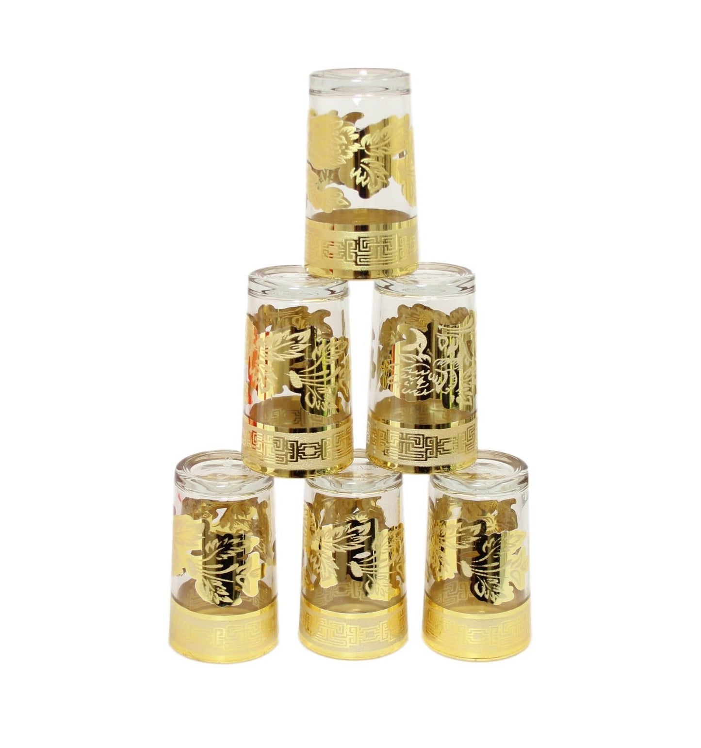 Small Tea Glass with Gold Print 10 cm Pack of 6 6079 (Parcel Rate)