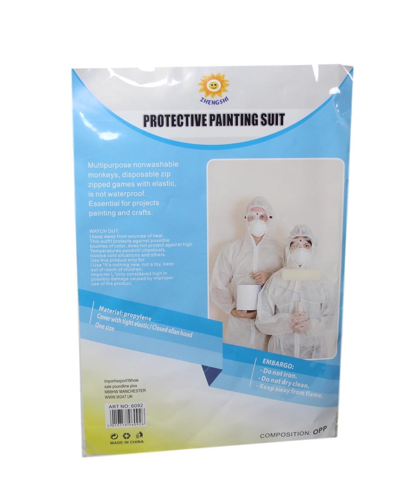 Protective Painting Suit White Indoor Outdoor Disposable Painting Onesie One Size 6605 (Large Letter Rate)