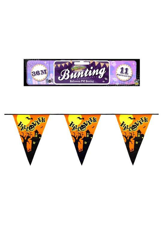 PVC Halloween Bunting 11 Pennants Length: 3.6m V30615 (Parcel Rate)