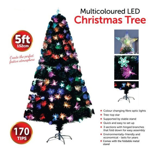 Artificial Christmas Green Tree 5ft with Multicolour LED Lights 6108 (Big Parcel Rate)