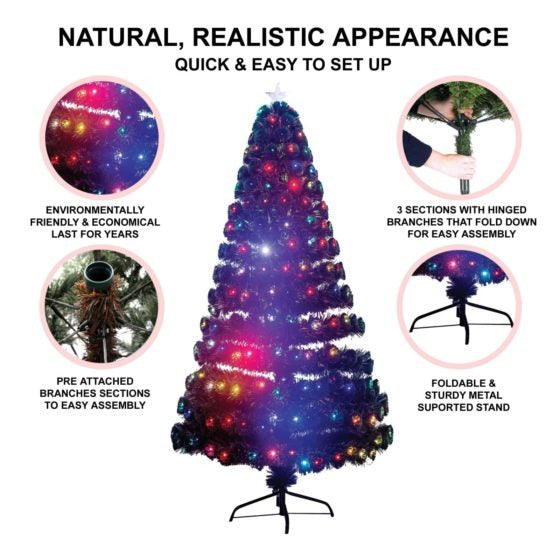 Artificial Christmas Green Tree 5ft with Multicolour LED Lights 6115 (Big Parcel Rate)