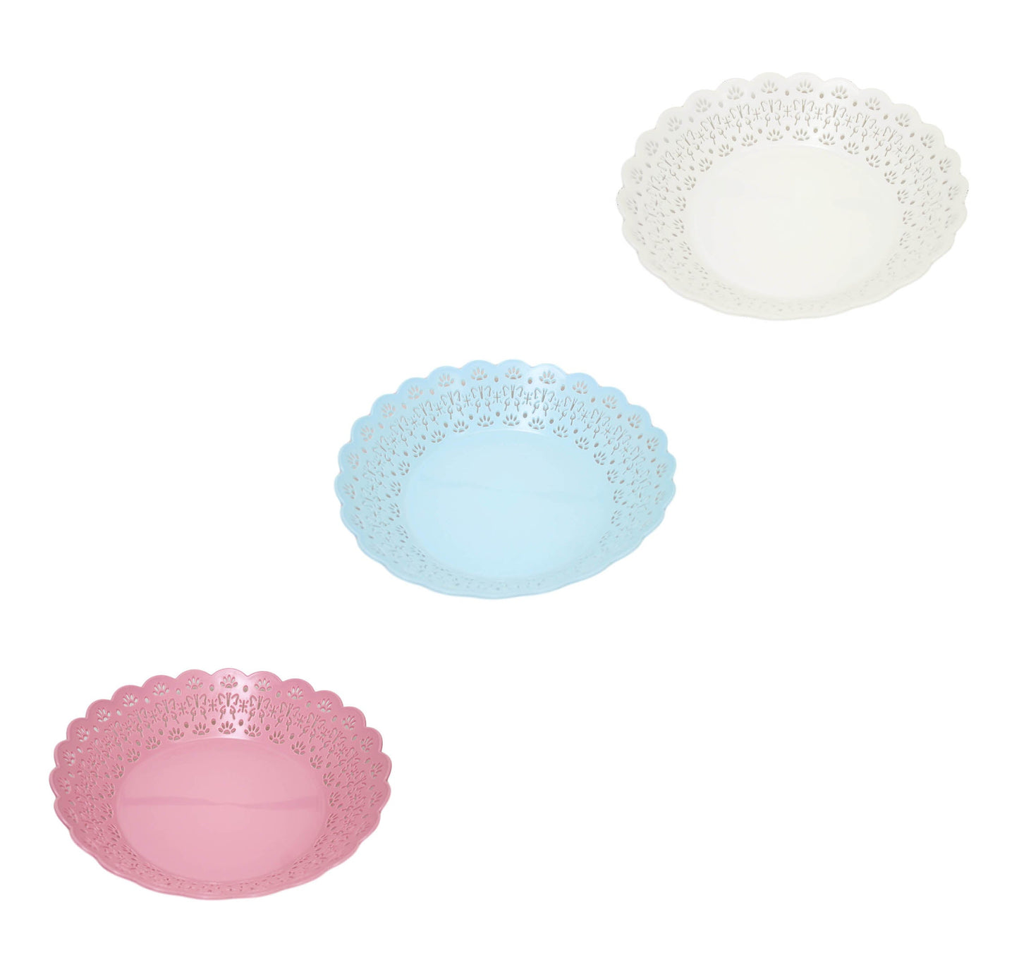 Plastic Fruit Bowl Serving Tray Plate 25 cm Assorted Colours 6141 (Parcel Rate)