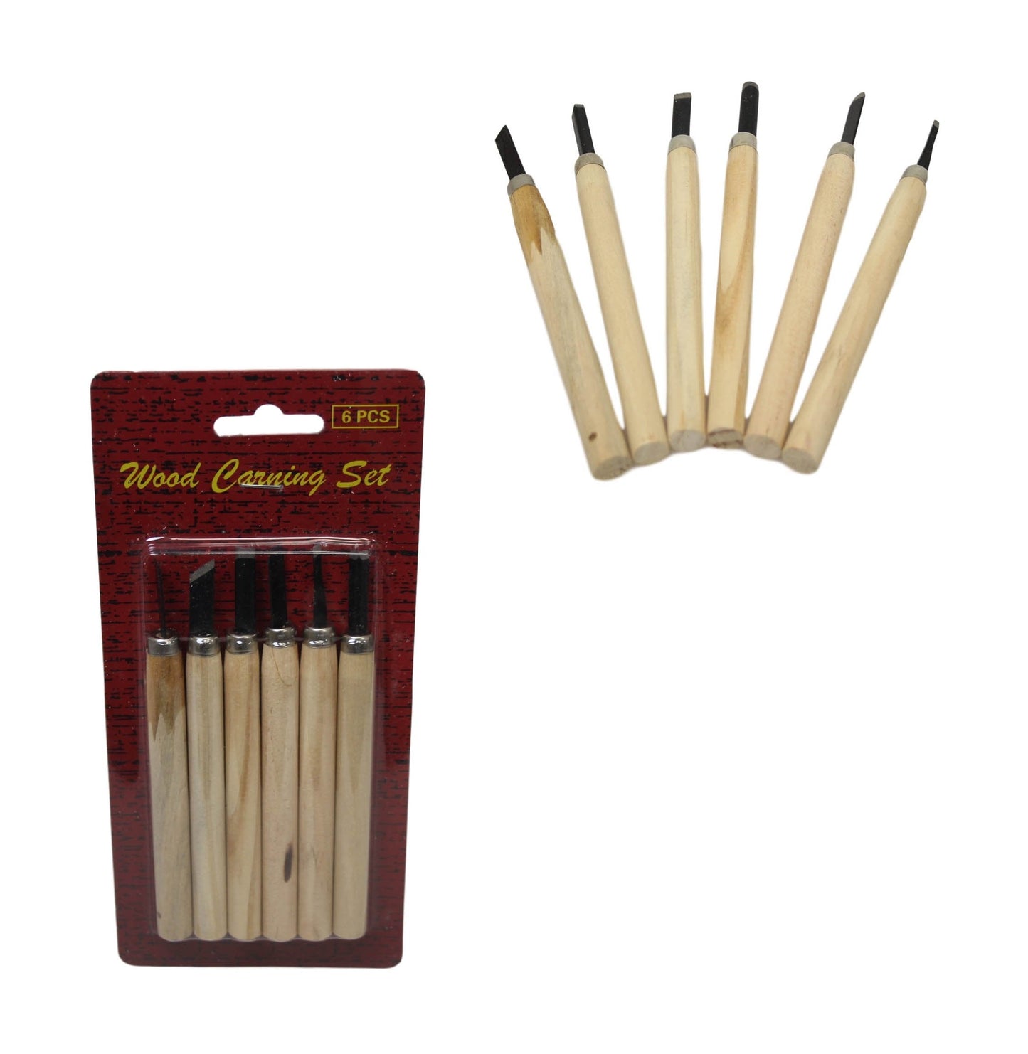 Assorted Wood Carving Set 14 cm Set of 6 6295 (Large Letter Rate)