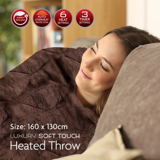 Luxury Soft Touch Electric Heated Throw Blanket 160 x 130 cm 6504 (Parcel Rate)