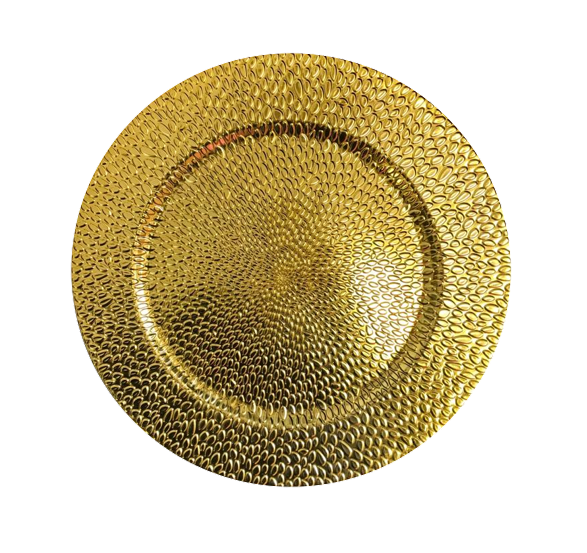 Plastic Round Serving Tray Platter Textured Design 33 cm Gold 6823 (Pa ...