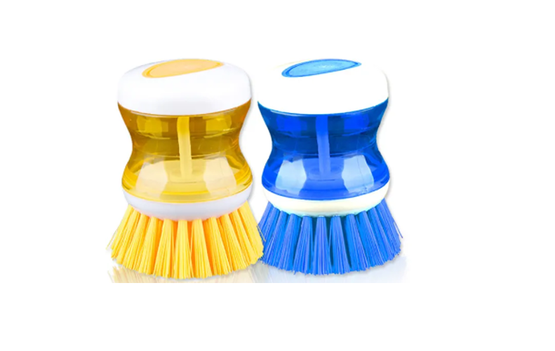 Plastic Kitchen Soap Dispensing Dish Brush 5 x 9 cm Assorted Colours 6956 (Parcel Rate)