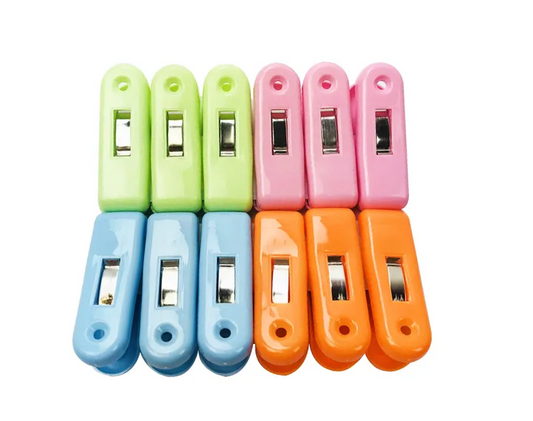 Plastic Clothes Laundry Pegs 6.5 x 2 cm Pack of 12 Assorted Colours 7065 (Parcel Rate)