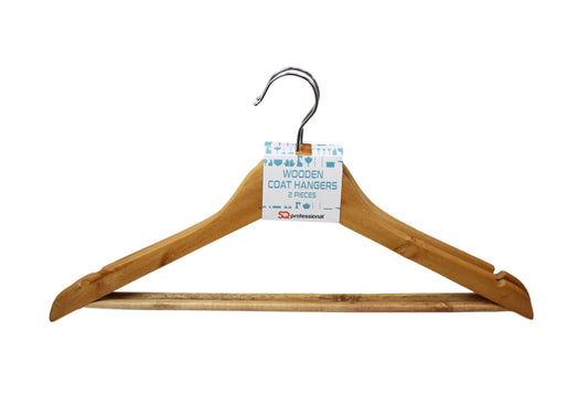 Wooden Coat Hangers Home Wardrobe Clothes Coat Hangers 2 Pack 45cm x 23cm 7452 (Parcel Rate)p