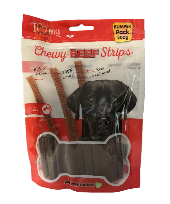 Pet Dog Chewy Beef Strips 300g Bumper Pack 76285 (Parcel Rate)