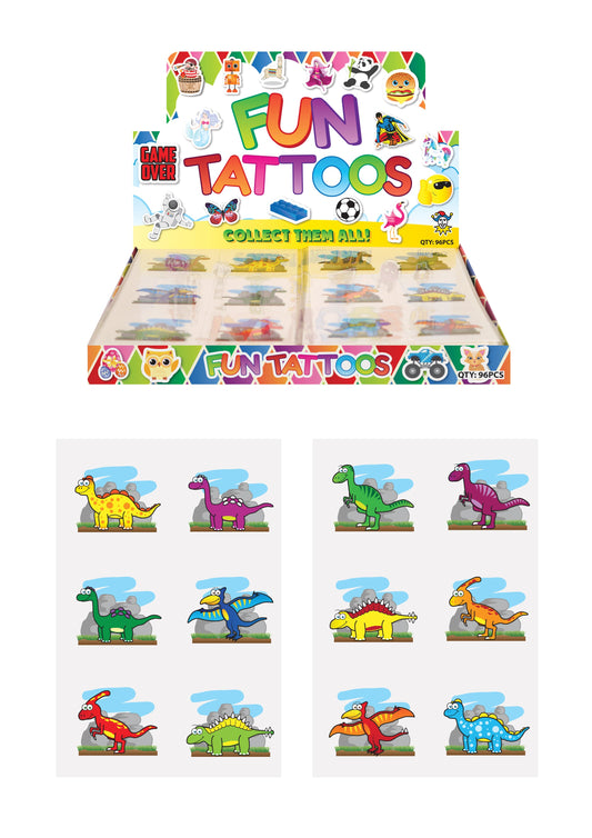 Children's Fun Sticker Tattoos Dinosaur Style (4cm) Assorted Designs N51044 (Parcel Rate)